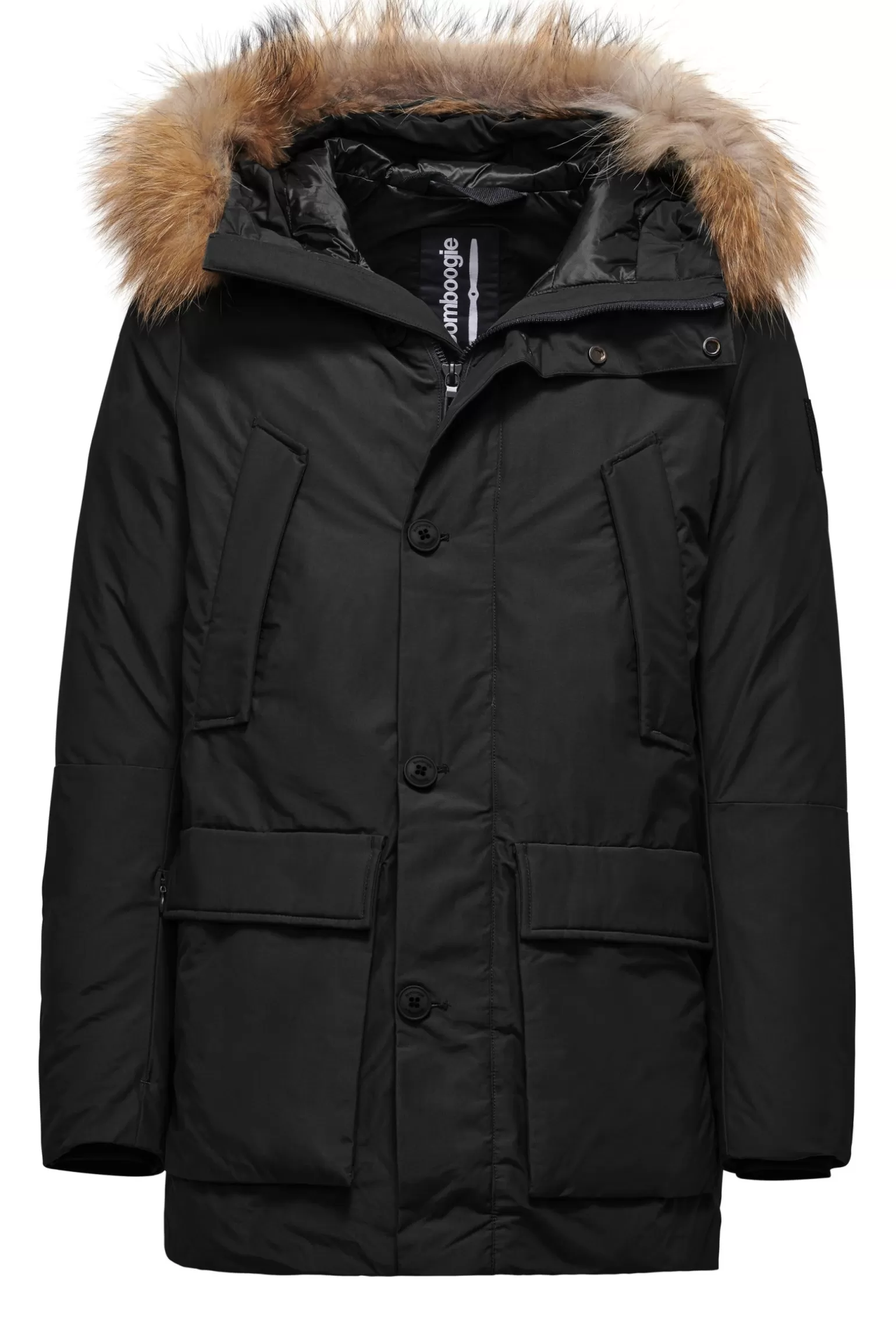 Uomo Bomboogie Parka Imbottitura Riciclata Con Bordo Cappuccio In Vera Pelliccia