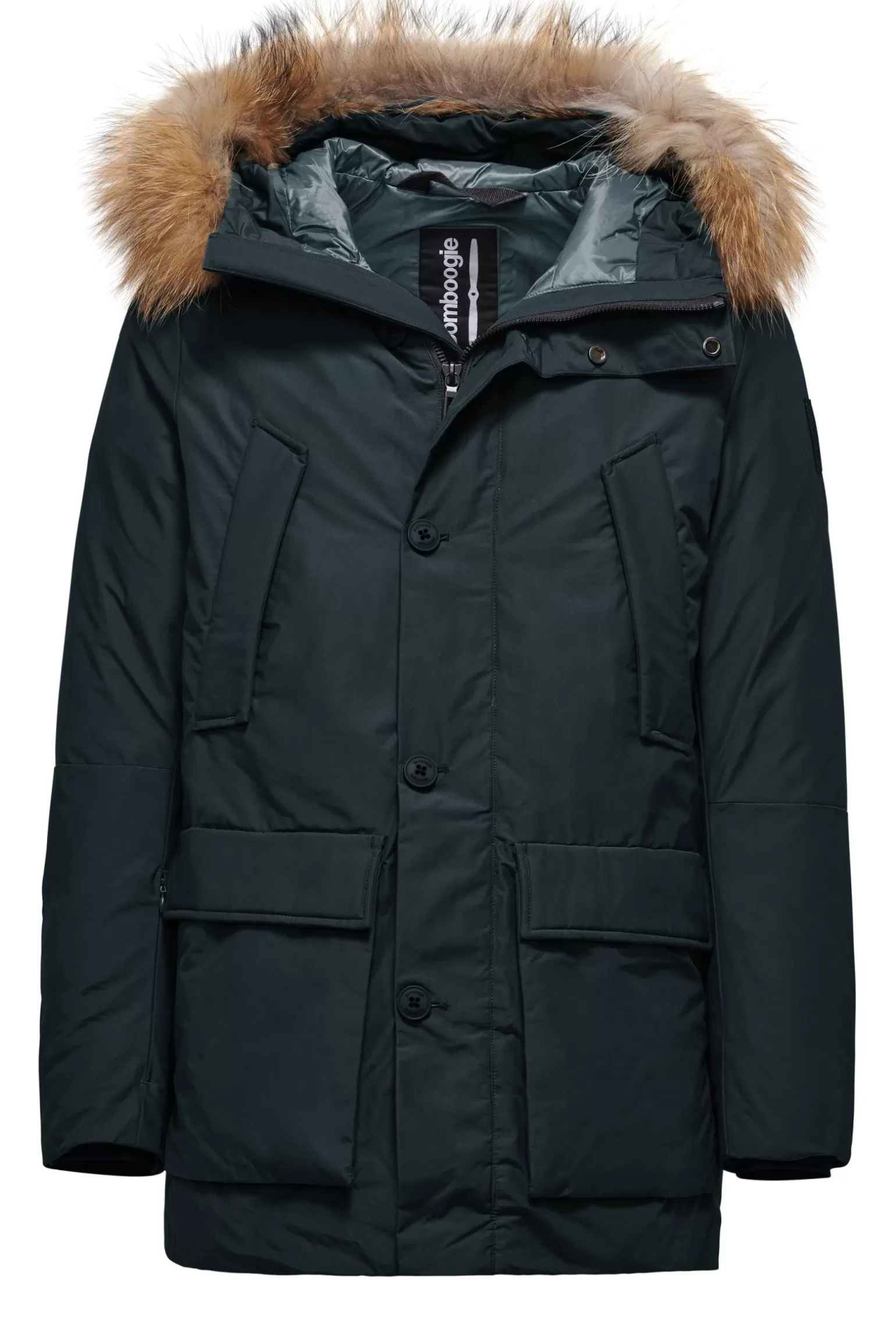 Uomo Bomboogie Parka Imbottitura Riciclata Con Bordo Cappuccio In Vera Pelliccia