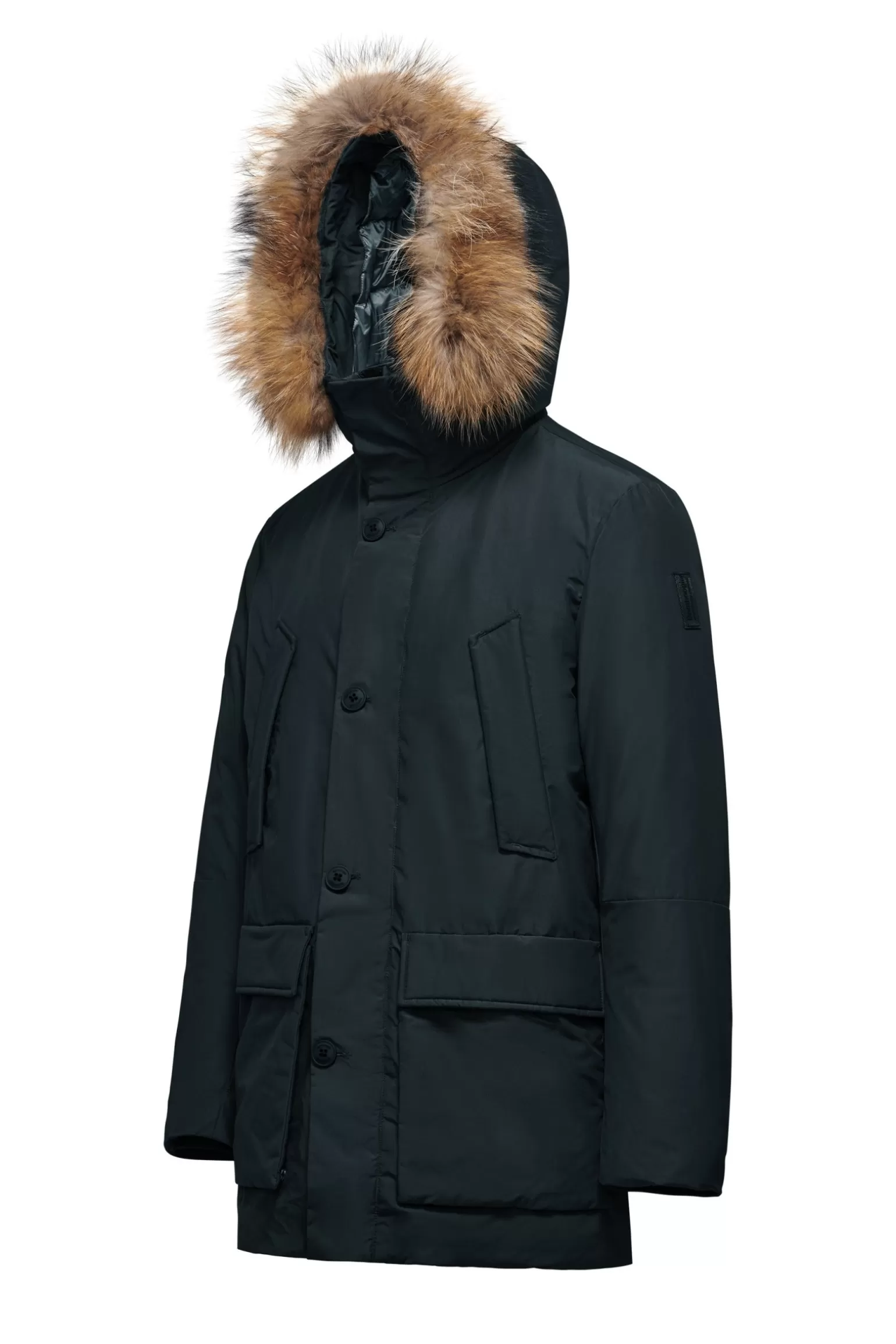 Uomo Bomboogie Parka Imbottitura Riciclata Con Bordo Cappuccio In Vera Pelliccia