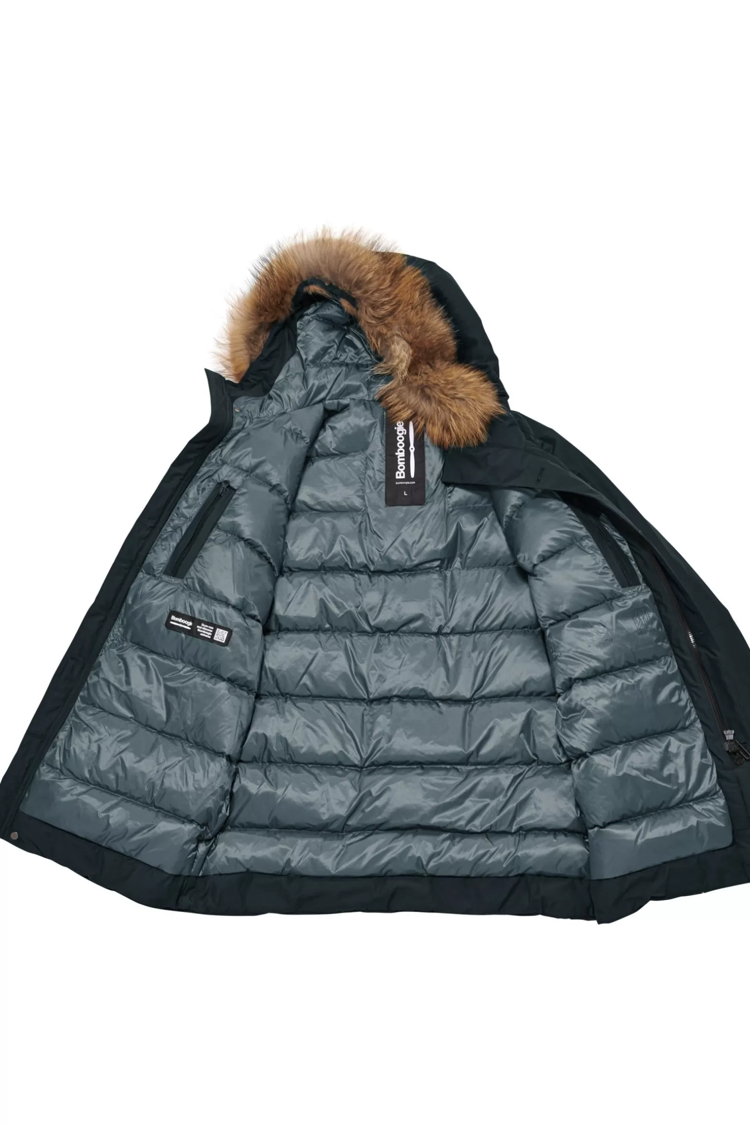 Uomo Bomboogie Parka Imbottitura Riciclata Con Bordo Cappuccio In Vera Pelliccia