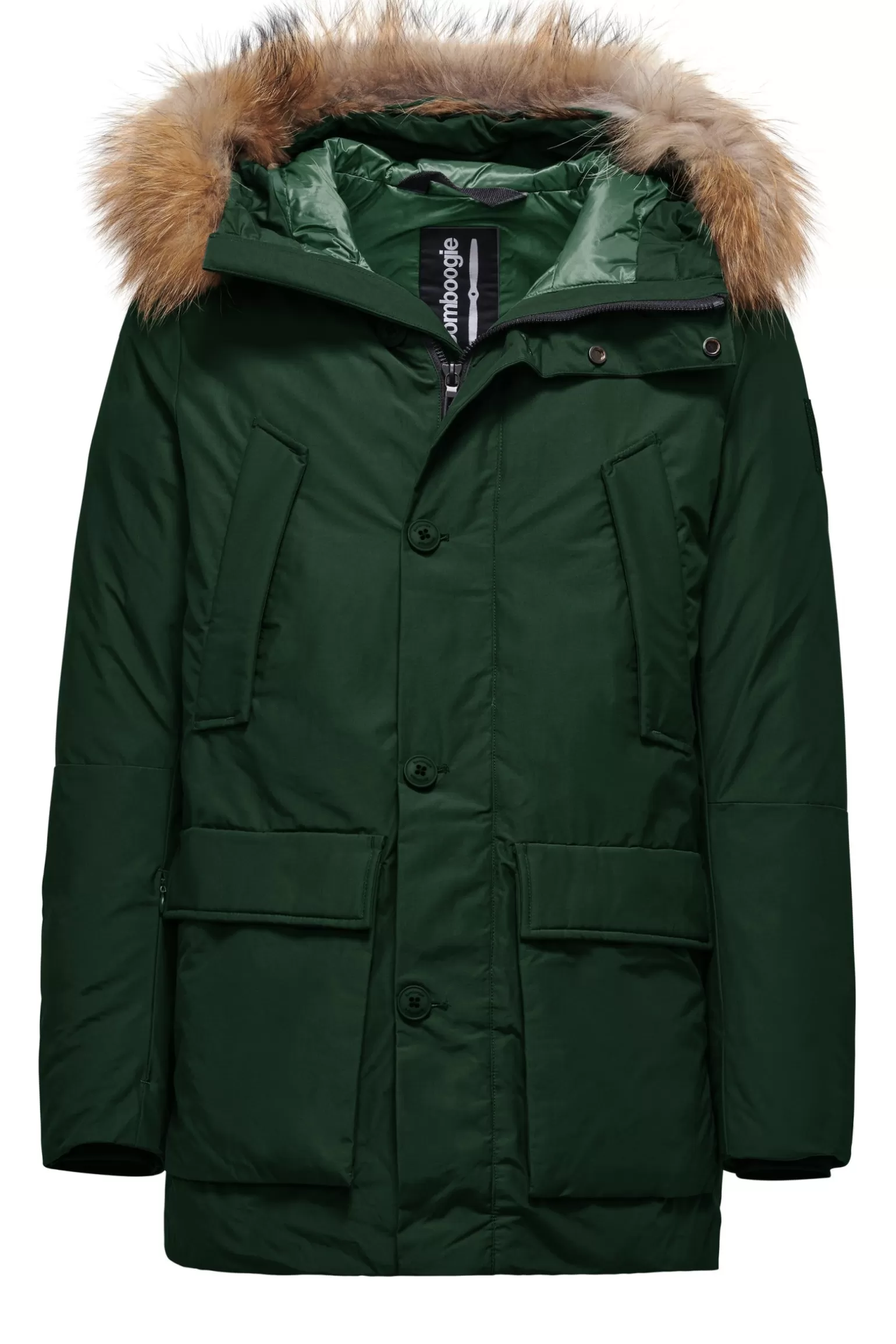 Uomo Bomboogie Parka Imbottitura Riciclata Con Bordo Cappuccio In Vera Pelliccia
