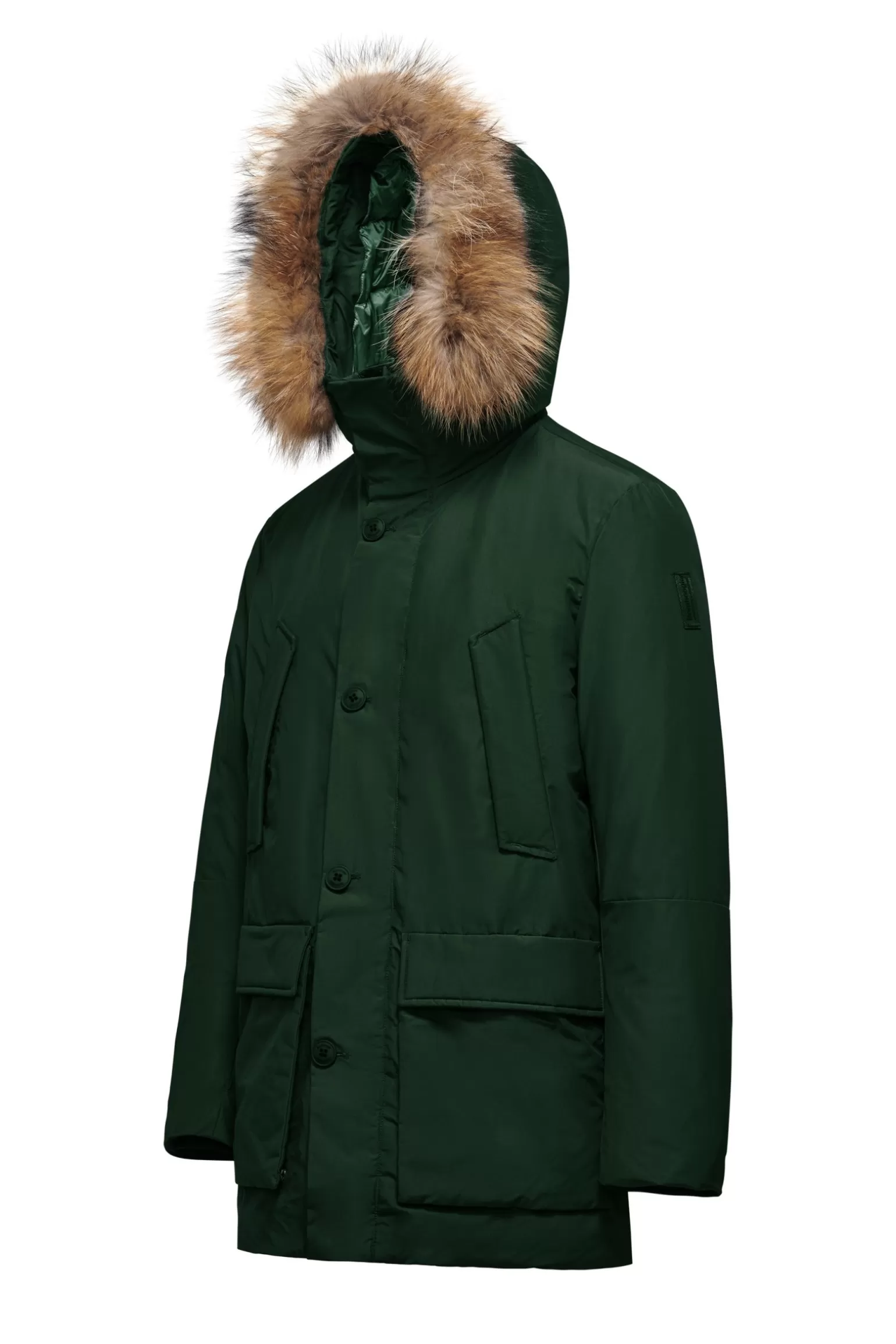 Uomo Bomboogie Parka Imbottitura Riciclata Con Bordo Cappuccio In Vera Pelliccia