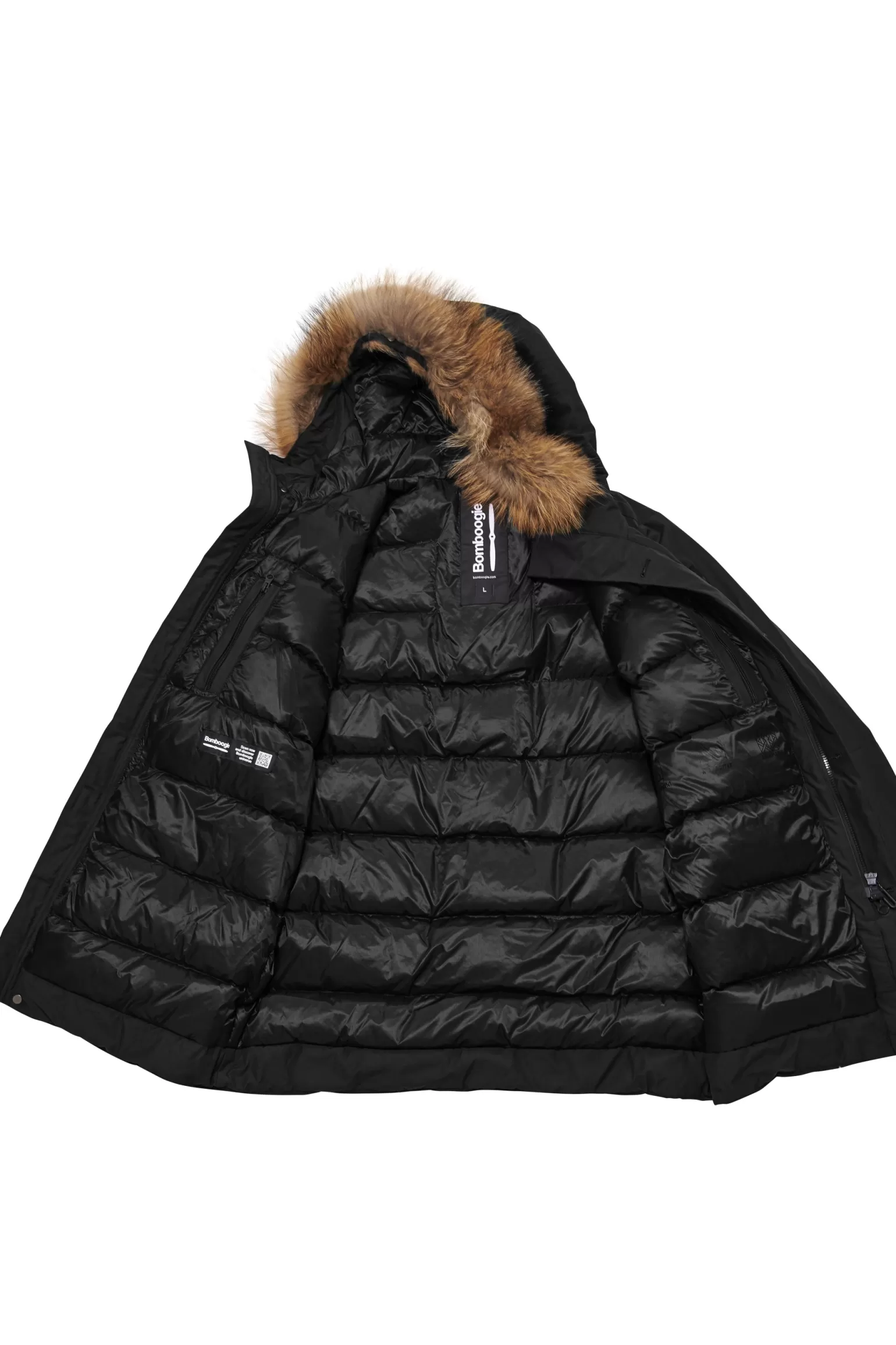 Uomo Bomboogie Parka Imbottitura Riciclata Con Bordo Cappuccio In Vera Pelliccia