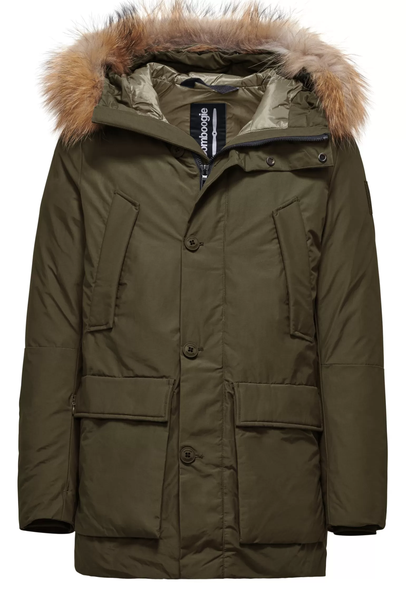 Uomo Bomboogie Parka Imbottitura Riciclata Con Bordo Cappuccio In Vera Pelliccia