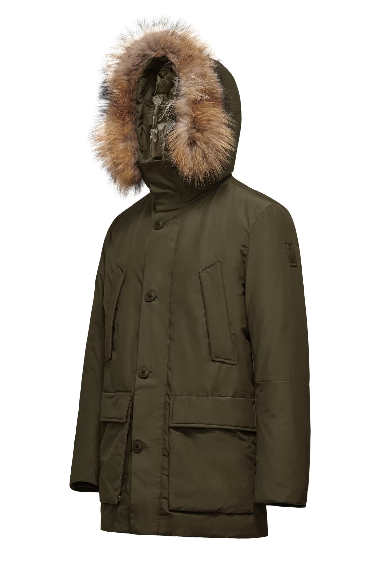 Uomo Bomboogie Parka Imbottitura Riciclata Con Bordo Cappuccio In Vera Pelliccia