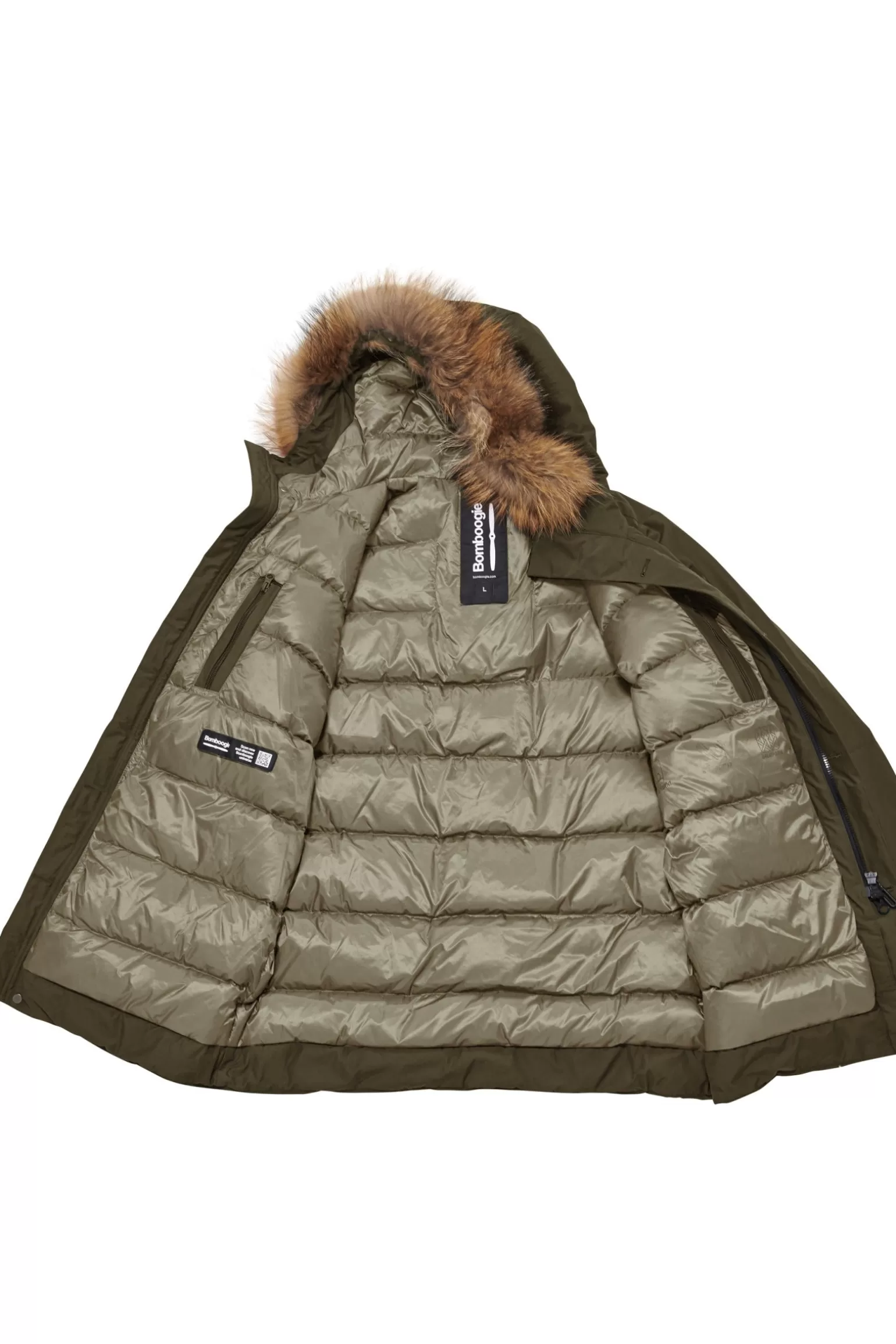 Uomo Bomboogie Parka Imbottitura Riciclata Con Bordo Cappuccio In Vera Pelliccia