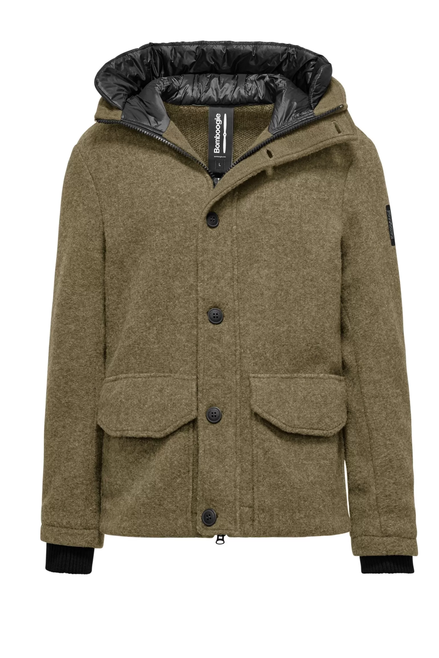 Uomo Bomboogie Parka In Tessuto In Lana Con Cappuccio