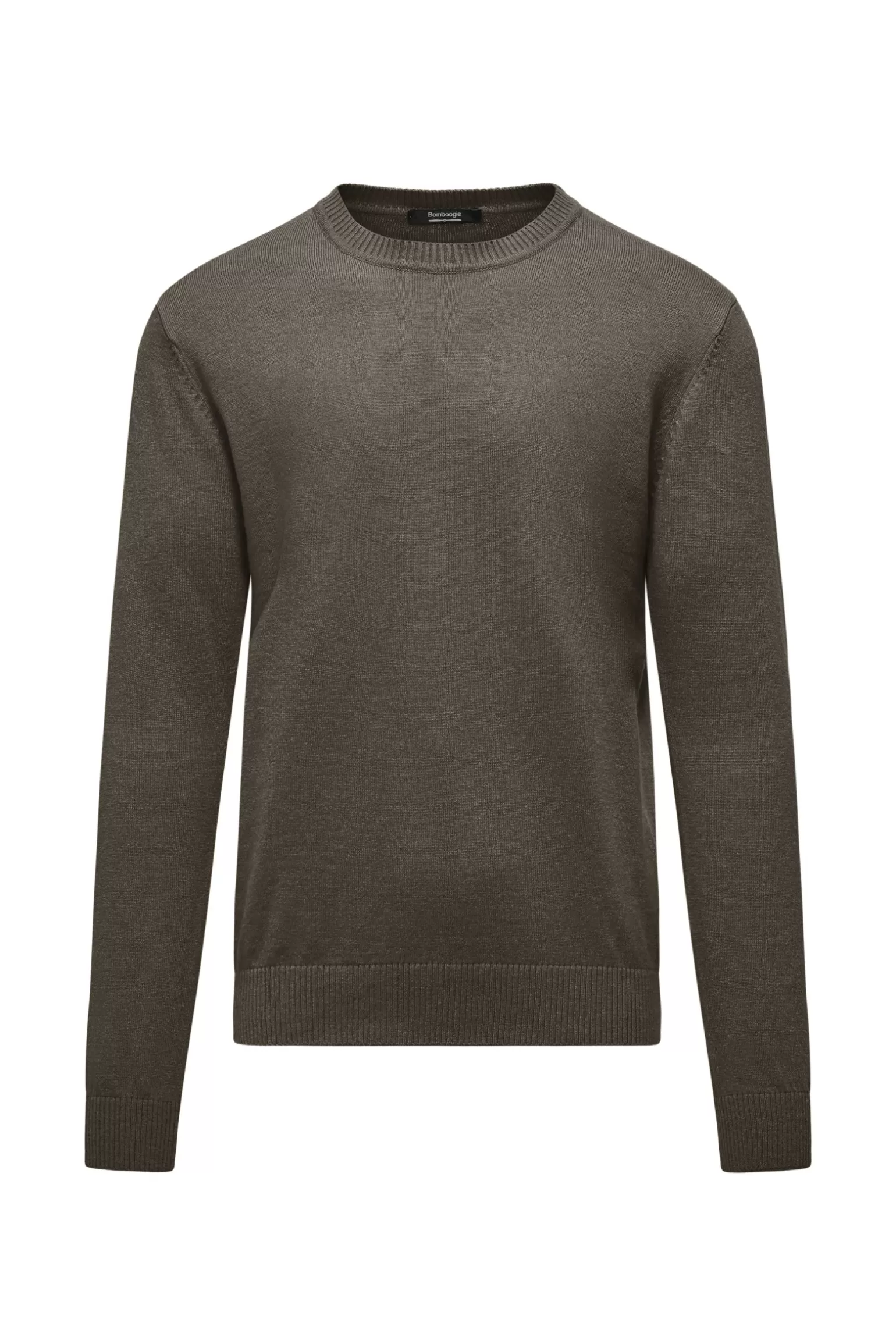 Uomo Bomboogie Pullover Maglia Rasata Con Collo A Coste