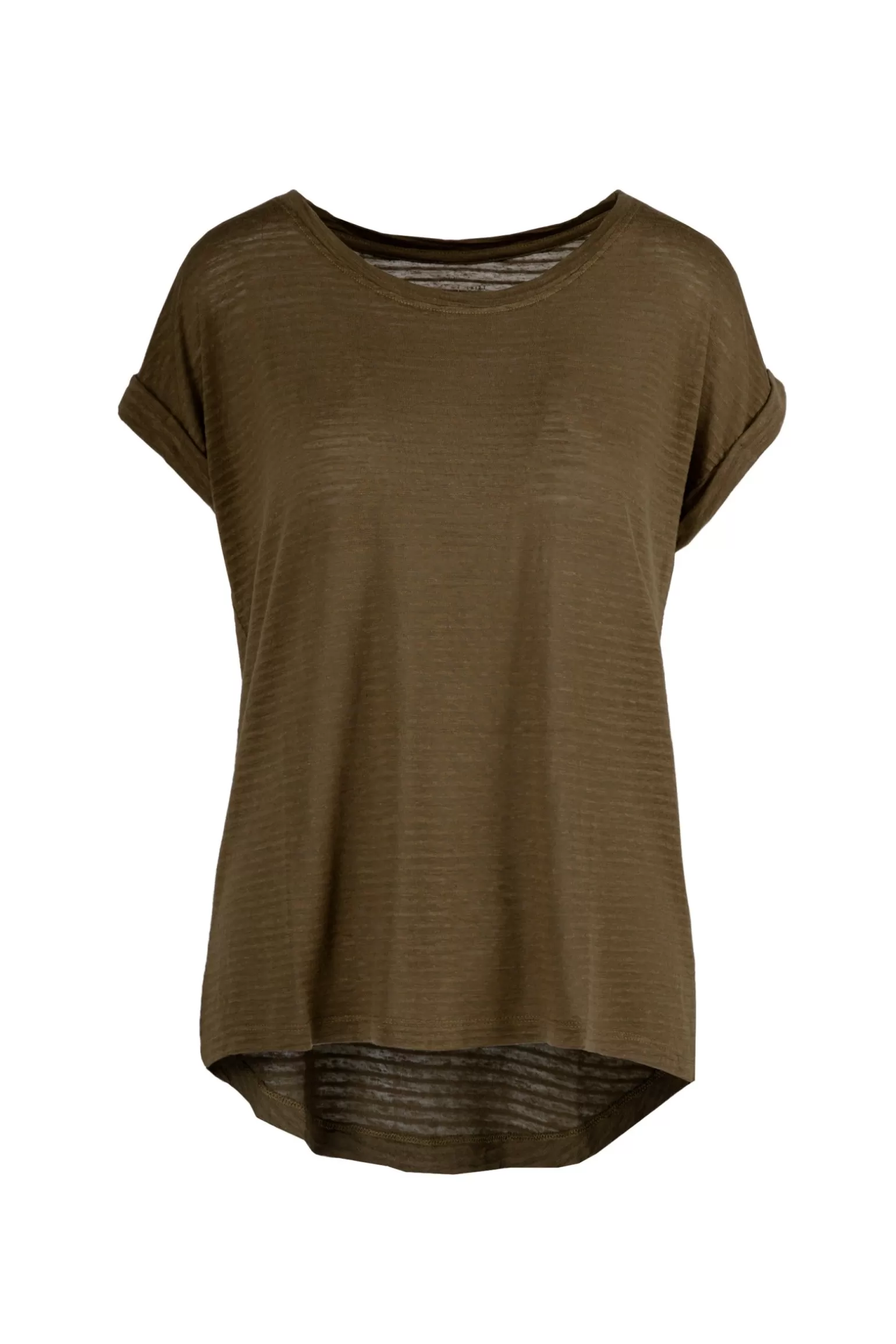 Donna Bomboogie T-shirt In Cotone Lino Con Maniche Risvoltate