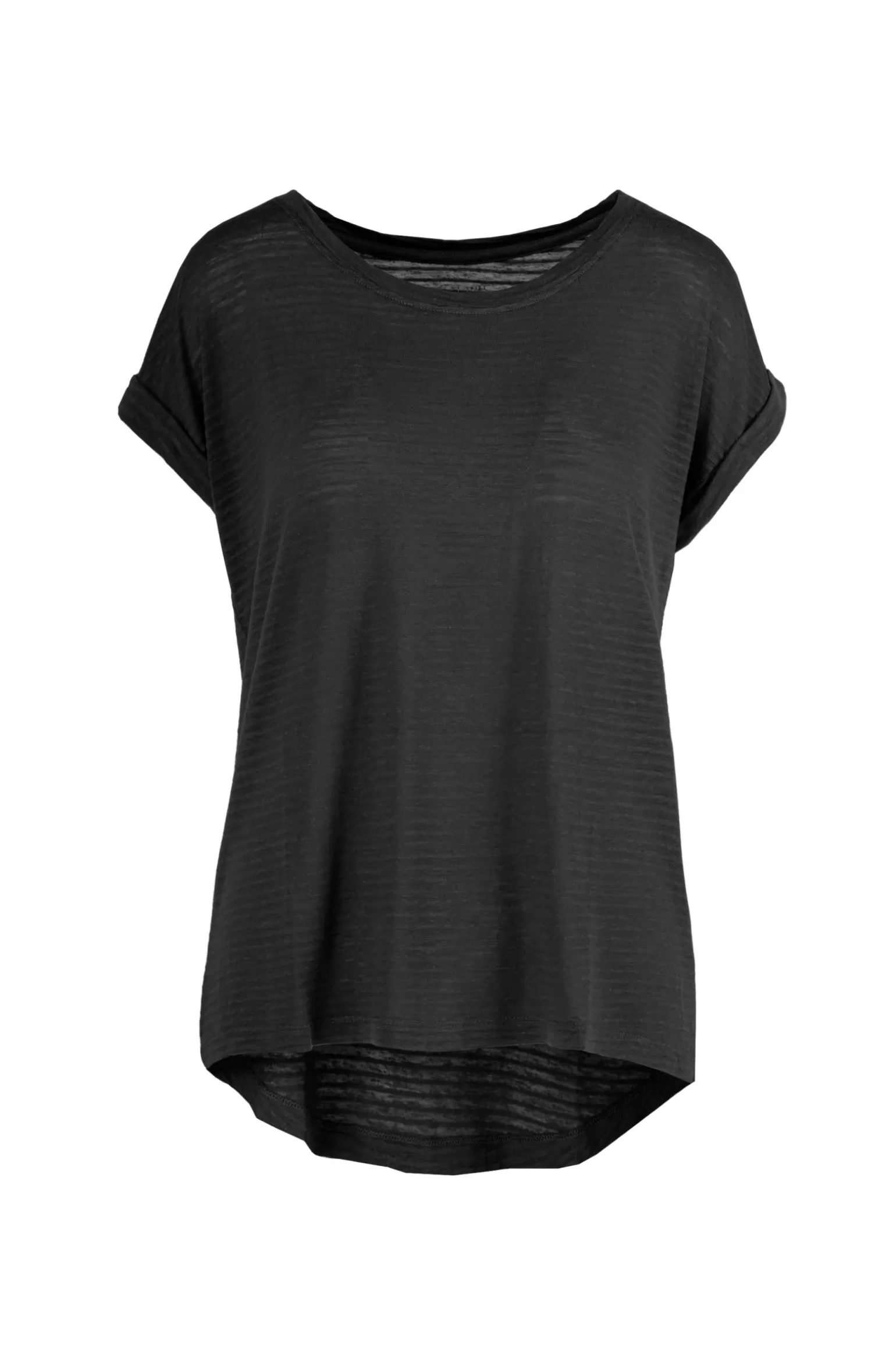 Donna Bomboogie T-shirt In Cotone Lino Con Maniche Risvoltate